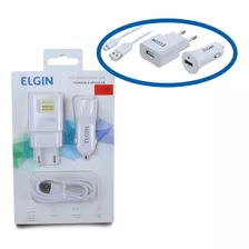 Kit Carregador Usb De Tomada Carregador Veicular Elgin