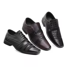 3 Pares Sapatos Sociais Masculino Soft 