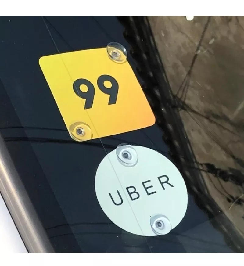 2 Plaquinhas Uber 99 Com Brinde Para Motorista De App
