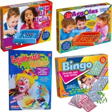 Kit 4 Jogo Infantil Bingo Equilibrista Argolas Jogo Da Velha