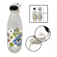 Botella Vidrio Diseño Vaca Tapa Plastico 1l Bazar