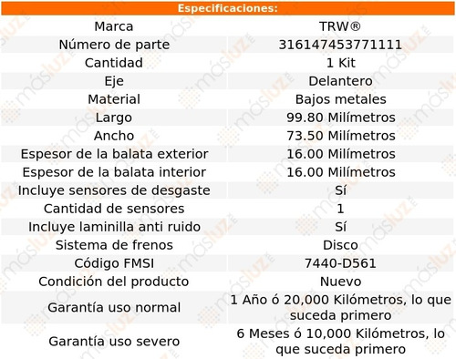 Balatas Bajos Metales Delanteras Mercedes-benz E420 94/95 Foto 2