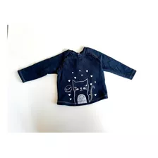 Remera Manga Larga Primark Negro Con Gatito Niño 6-9 Meses