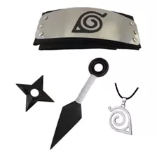 Kit Lembrancinha Naruto Bandana + Colar + Kunai + Shuriken