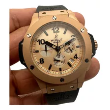 Reloj Premium Bigbang Cronometro Cuarzo Oro Rosa / Caucho