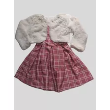 Vestido Infantil Mangas Curtas Xadrez E Bolero Kiki Xodó