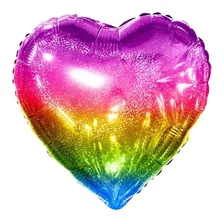 10 Unid Balão Coração Arco Iris Degrade 45 Cm 18 Polegadas