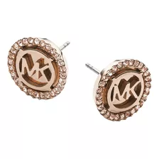 Aretes Con Logo Mk De Acero Inoxidable Y Cristal Pavé De Mic