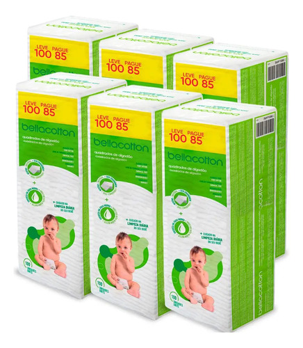 Kit Algodão Bellacotton Quadrado - 600un Branco