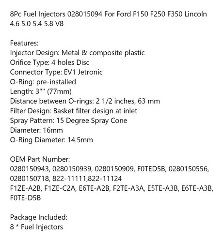 Inyectores De Combustible P/ford F150 F250 F350 Lincoln, 8pz Foto 6