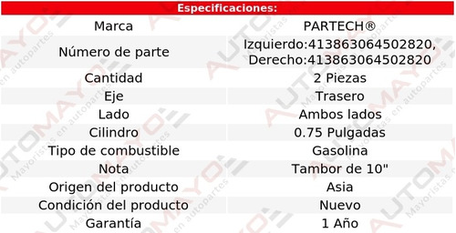 2-cilindros Ruedas Tra Partech Mazda B3000 3.0lv6 95-97 Foto 2