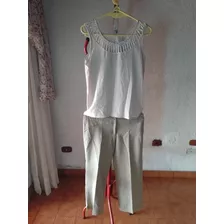  Pantalón Capri Pescador Beige Mujer C/ Blusa 