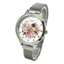 Reloj Knock Out Mujer Malla Tejida Iman Flores 0902-176