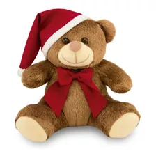 Urso Pelúcia Papai Noel Natal 25cm Anti-alérgico