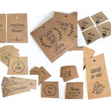 20 Tags Personalizados Etiqueta Colgante Papel Madera Kraft