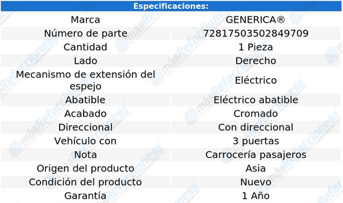 Espejo Derecho Elect Hiace De 2020 A 2022 Generica Foto 2