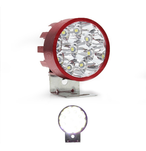 Faro Auxiliar 9 Leds Moto Redondo Estrobo Colores 18w Foto 2