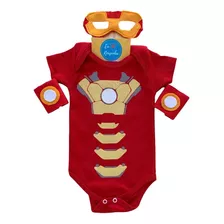 Body Homem De Ferro Bebê Máscara Braceletes Personalizado