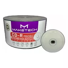 Cd-r 700mb - 80min - 1x-52x Printable Maketech - 50 Und.