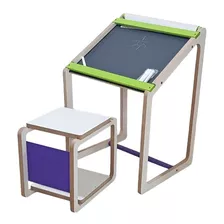Escritorio+silla Montessori De Melamina Con Papel Y Crayones