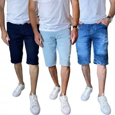 Kit 3 Bermudas Jeans Masculinas 34 Ao 54 C/ Nf-e