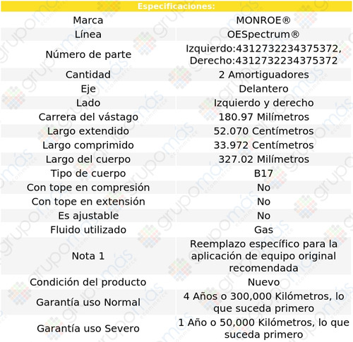 2 Struts Suspensin Gas Oespectrum Del Toyota Echo 00-05 Foto 3