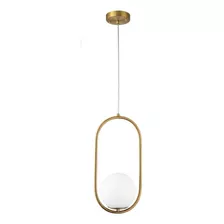 Lustre Pendente Oval Dourado Globo Vidro Leitoso C/ Led G9 110v/220v