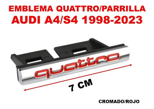 Emblema Quattro/parrilla Audi A4/s4 1998-2023 Crom/rojo Foto 4