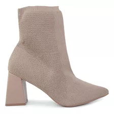 Bota Feminina Bebecê Cano Baixo Knit Marrom Taupe - T4316