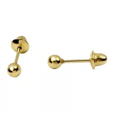 Brinco Bola Bebê 2,5 Mm Em Ouro 18 K Recem Nascido Baby