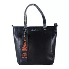 Bolsa Totebag Média Alça Trasnversal Garfield - Preto