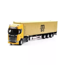 Miniatura Caminhão Carreta Scania Container Msc Escala 1:50 