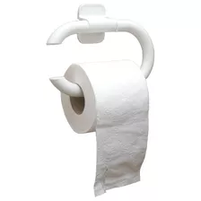 Porta Rollo Papel Higiénico De Baño Pvc Con Adhesivo Blanco