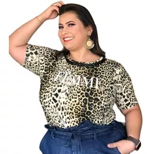 Blusa Feminina Plus Size Exclusiva T-shirt Com Pedraria 