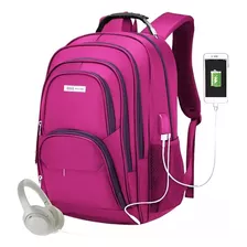 Bolsa Trabalho Viagem Impermeável Couro Carregador Usb/ Aux Cor Rosa