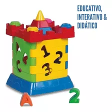 Brinquedo Educativo Cubo Didatico Montessori Castelo Encaixe