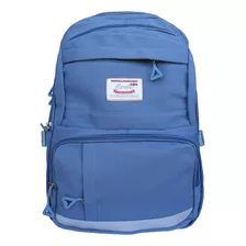 Mochila Bolso Escolar Niñas 44cm Compartimiento Notebook Color Azul Acero