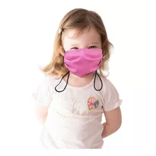 Kit 4 Máscara Infantil Tecido Dupla Proteção C/ Clipe Nasal Cor Rosa