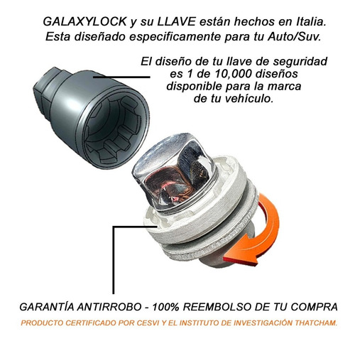 Birlos De Seguridad Honda City Lx Mt  17-18 Galaxylock Envi Foto 7