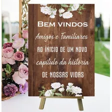 Placa Decorativa Casamento Bem Vindos Amigos E Familiares