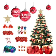 Arvore Natal Decorada Completa Enfeites 120cm C/ Pisca Luxo