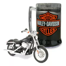 Kit Moto Miniatura De Ferro Harley Davidson + Caneca Chopp