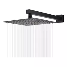 Ducha Chuveiro 20x20 Black Fosco Slim Inox Com Braço 36 Cm