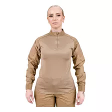 Combat Shirt Feminina Caqui Tan Operacional Tatica 
