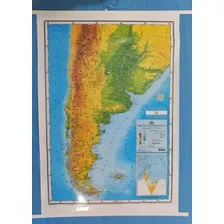 Mapa Mural Argentina Físico Politico Laminado Envarillado 