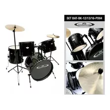 Set De Batería Powerdrums Pd-04 12 13 16 Pulgadas Negra