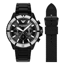 Emporio Armani Black Steel Chronograph Reloj De Hombre