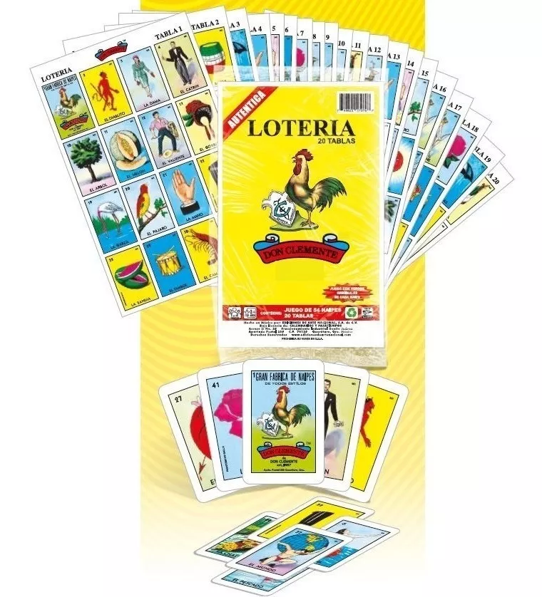 Don Clemente Autentica Loteria Mexicana Bingo Set 20 Tablas 