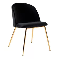 Cadeira Fixa Pés Dourado Decorativa Estofada Em Veludo Anima