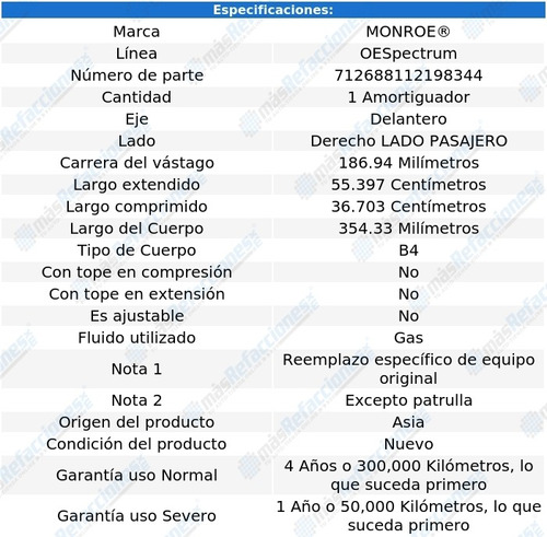 Amortiguador Oespectrum Gas Pasajero Del Taurus 10-12 Monroe Foto 3